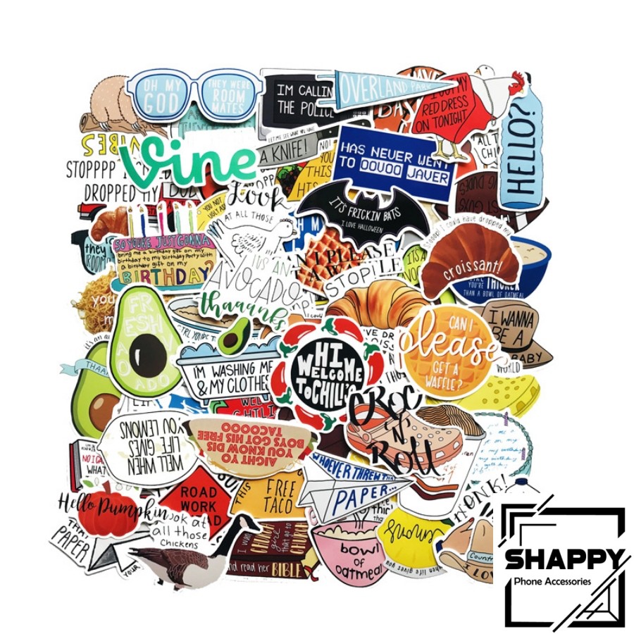 Sticker Dán VINE PVC Chống Thấm Nước | Dán Laptop - Dán Nón Bảo Hiểm - Dán Xe - Dán Vali [Shappy Shop]