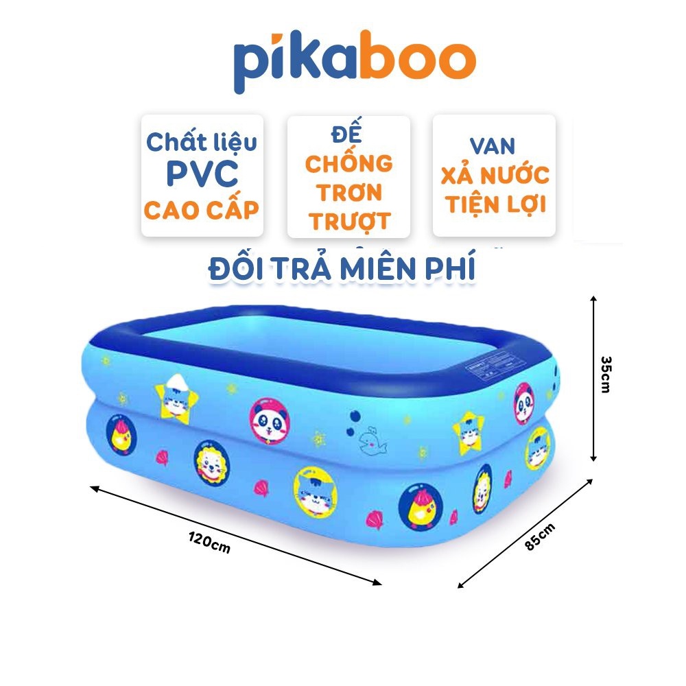 Bể bơi cho bé cao cấp Pikaboo hình chữ nhật đủ kích cỡ 2-3 tầng đáy 2 lớp chống trượt bền đẹp