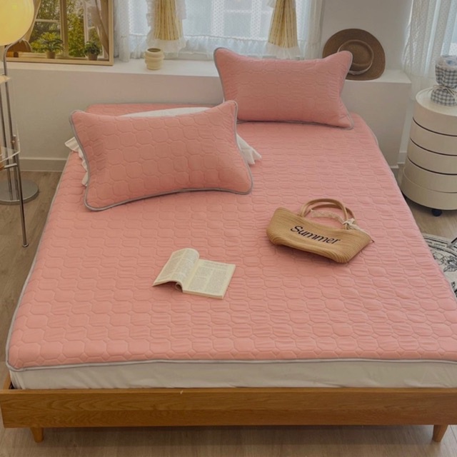 Chiếu điều hoà mủ cao su non bo chun thoáng mát mềm mịn (tặng kèm 2 vỏ gối cùng bộ)