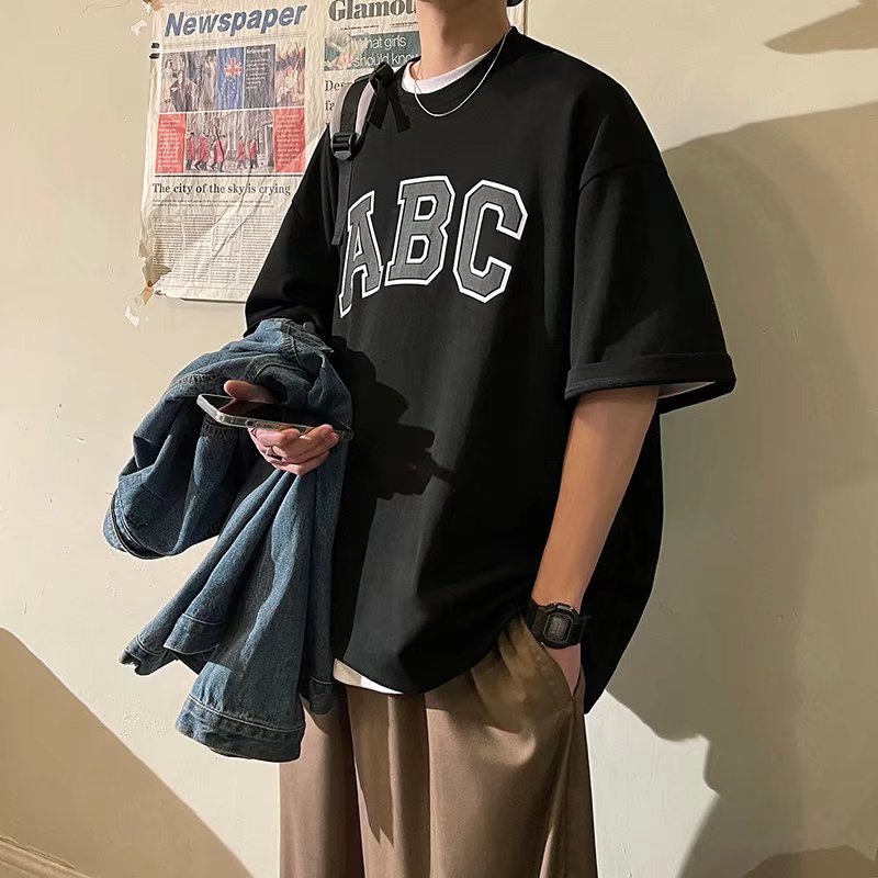 Áo Thun Tay Ngắn Dáng Rộng In Chữ Phong Cách Hip Hop Nhật Bản Thời Trang Mùa Hè Cho Nam size M-5XL