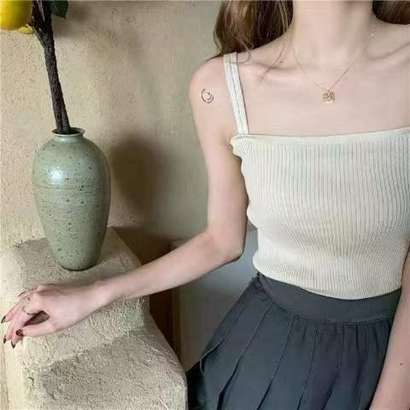 Áo Dệt Kim Không Tay Hở Lưng Thời Trang Mùa Hè Dành Cho Nữ