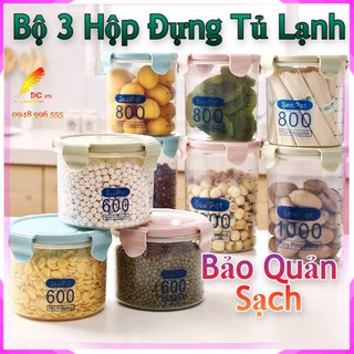 Bộ 3 Hộp Nhựa Tròn Trong Suốt Đựng Thực Phẩm Nắp Hộp Có Khóa Tiện Lợi Bảo Quản Đồ Ăn Sạch Sẽ An Toàn - 1 Đổi 1