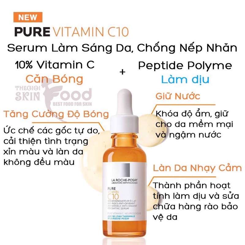 SERUM LA ROCHE-POSAY HYALU B5 phục hồi, EFFACLAR CONCENTRATE LD giảm mụn, VITAMIN C10 mờ thâm, B3 RETINOL giảm lão hoá