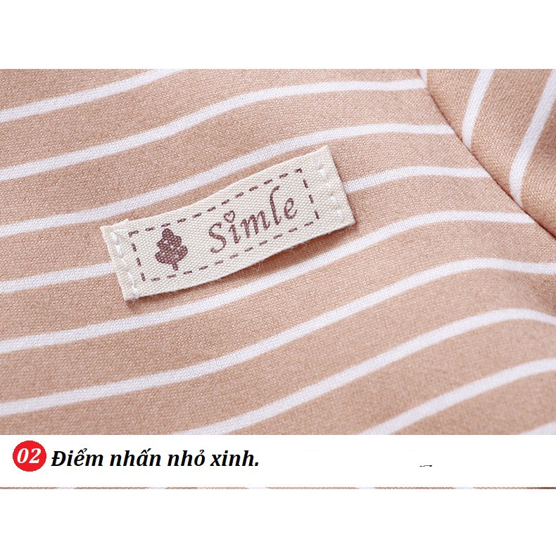 Áo nỉ dài tay, áo cotton thu đông kẻ ngang phong cách Hàn Quốc cho bé trai, gái