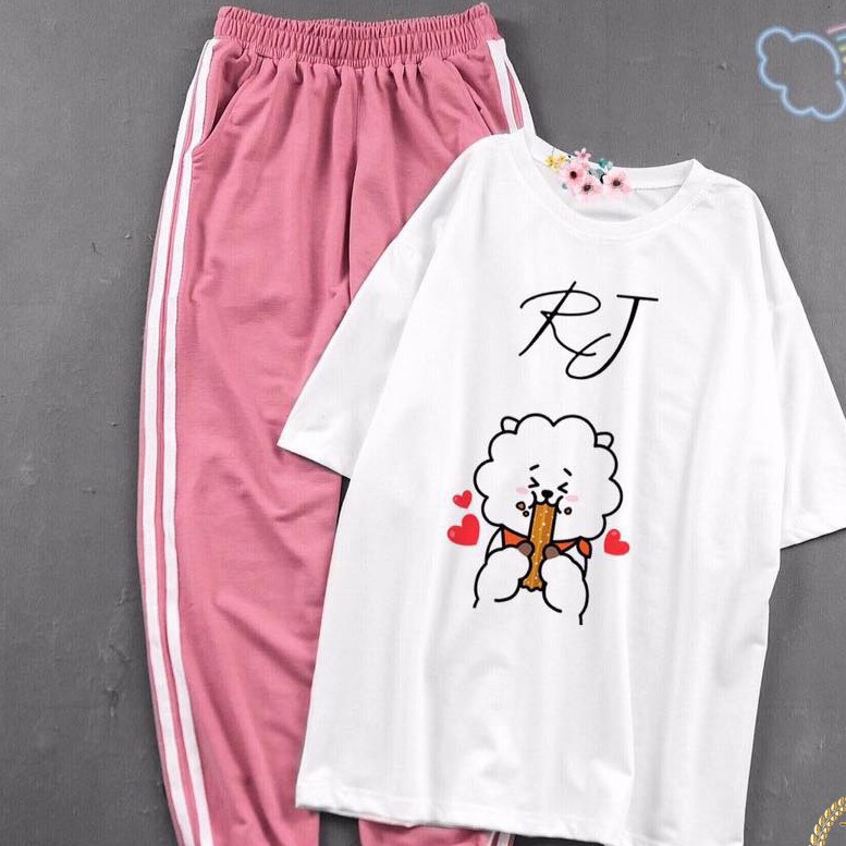 (HÀNG CHẤT LƯỢNG (HÀNG CÓ SẴN [FREE SHIP ĐƠN TỪ 50K] Sét áo BT21 cừu RJ + quần sọc KT0123 CHỐT DEAL NHANH