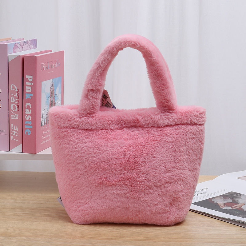 Túi Xách Tay Bằng Nhung Lông Thiết Kế Hình Hoạt Hình Dễ Thương Dành Cho