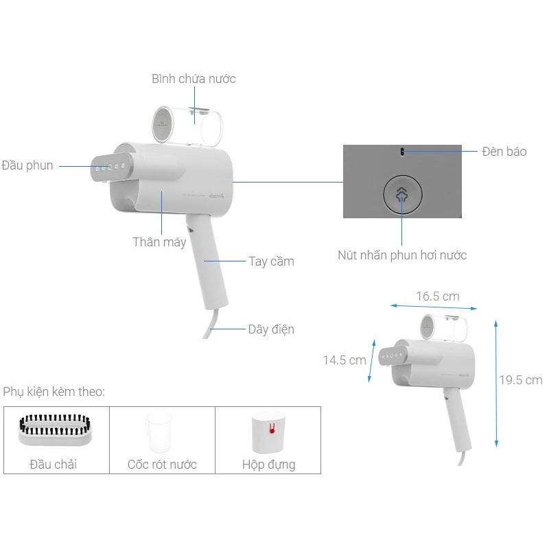 Bàn ủi hơi nước cầm tay Deerma HS100 1000W - HAPOS