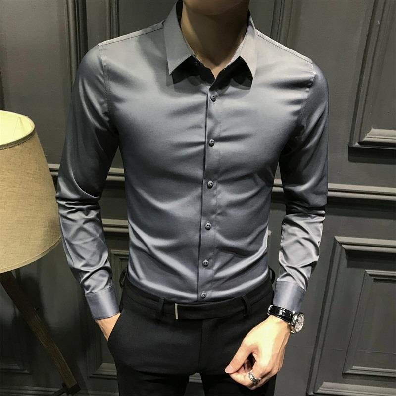 Áo Sơ Mi Nam Dài Tay Màu Xám Thời Trang Hàn Quốc