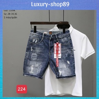 Quần short jean nam co giãn cao cấp, Quần đùi Chất Bò họa tiết độc đáo Luxury-Shop89 SJTP12
