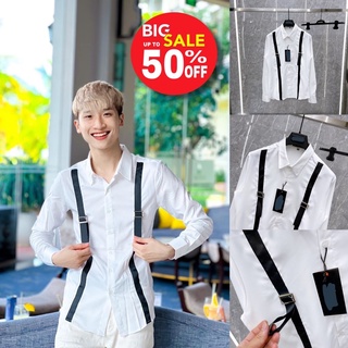 Áo sơ mi trắng nam kẻ 2 sọc,áo sơ mi dài tay 2 sọc