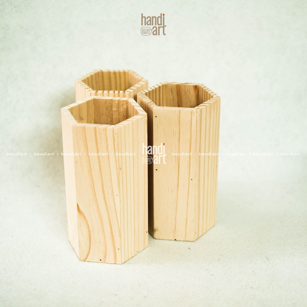 Chậu gỗ lục giác, chậu gỗ cắm hoa - wooden pots