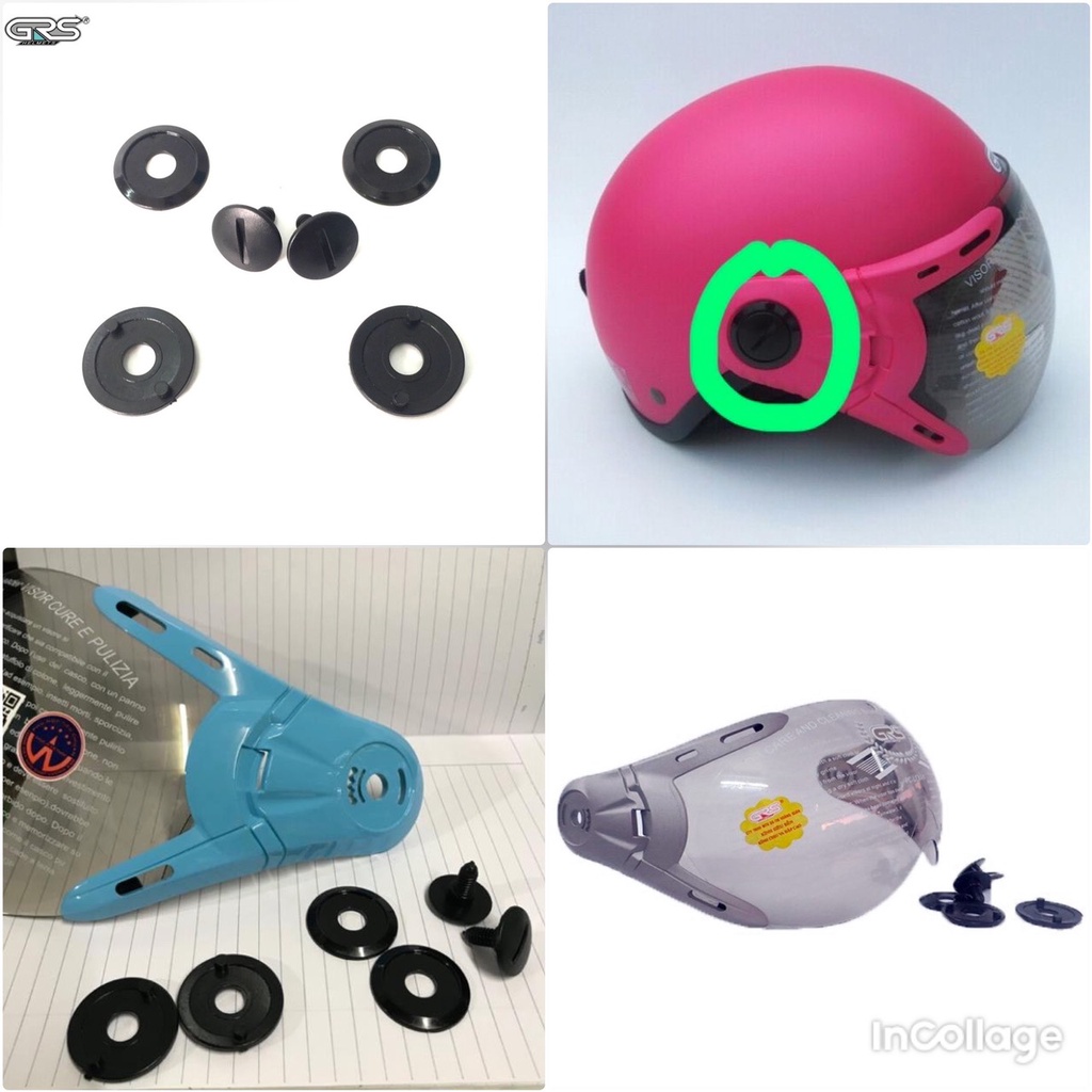 Ốc vít nhựa gắn kính mũ bảo hiểm GRS , chốt lắp gắn kính mũ GRS 102 kính, A33 kính, 760 kính, 790 kính, 368 kính,