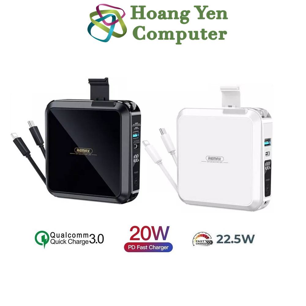 Sạc Dự Phòng Remax RPP-276 15000Mah , Tích Hợp Cáp Sạc, Nguồn AC Sạc Trực Tiếp - BH 1 Năm