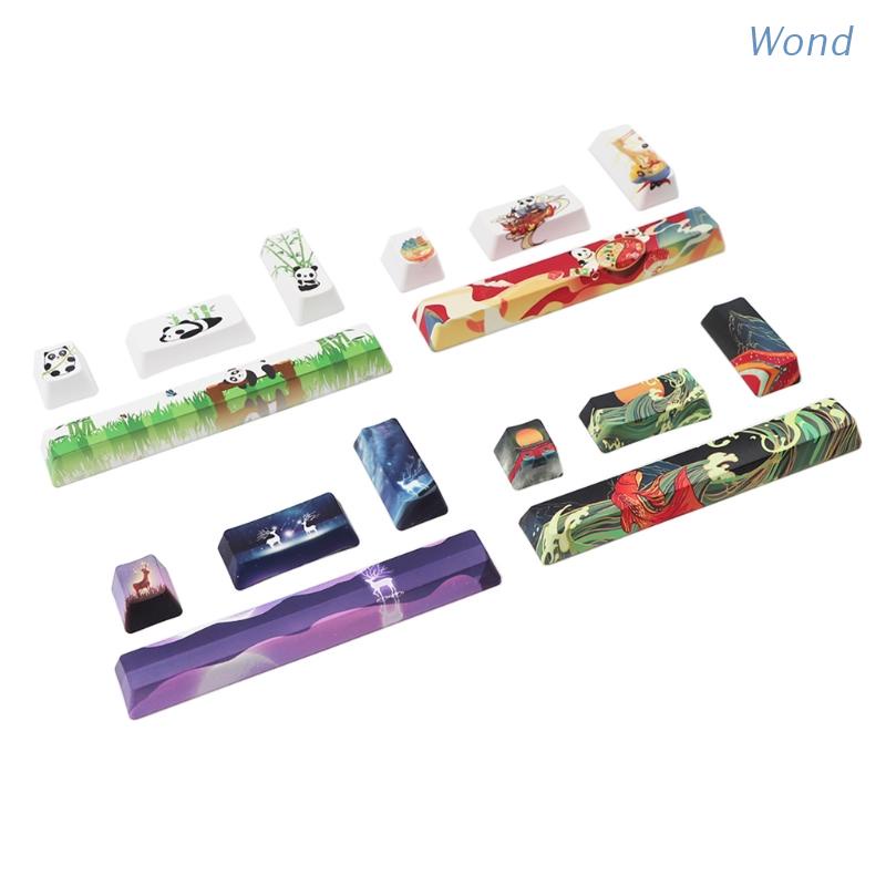 Set nắp phím PBT in hình cá koi gấu trúc hưu sừng dài và hotpot dùng trang trí cá nhân hóa bàn phím cơ