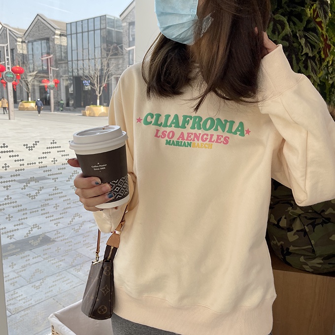 Xiaozhainv Áo sweater tay dài dáng rộng in chữ thời trang Hàn Quốc dành cho nữ | BigBuy360 - bigbuy360.vn