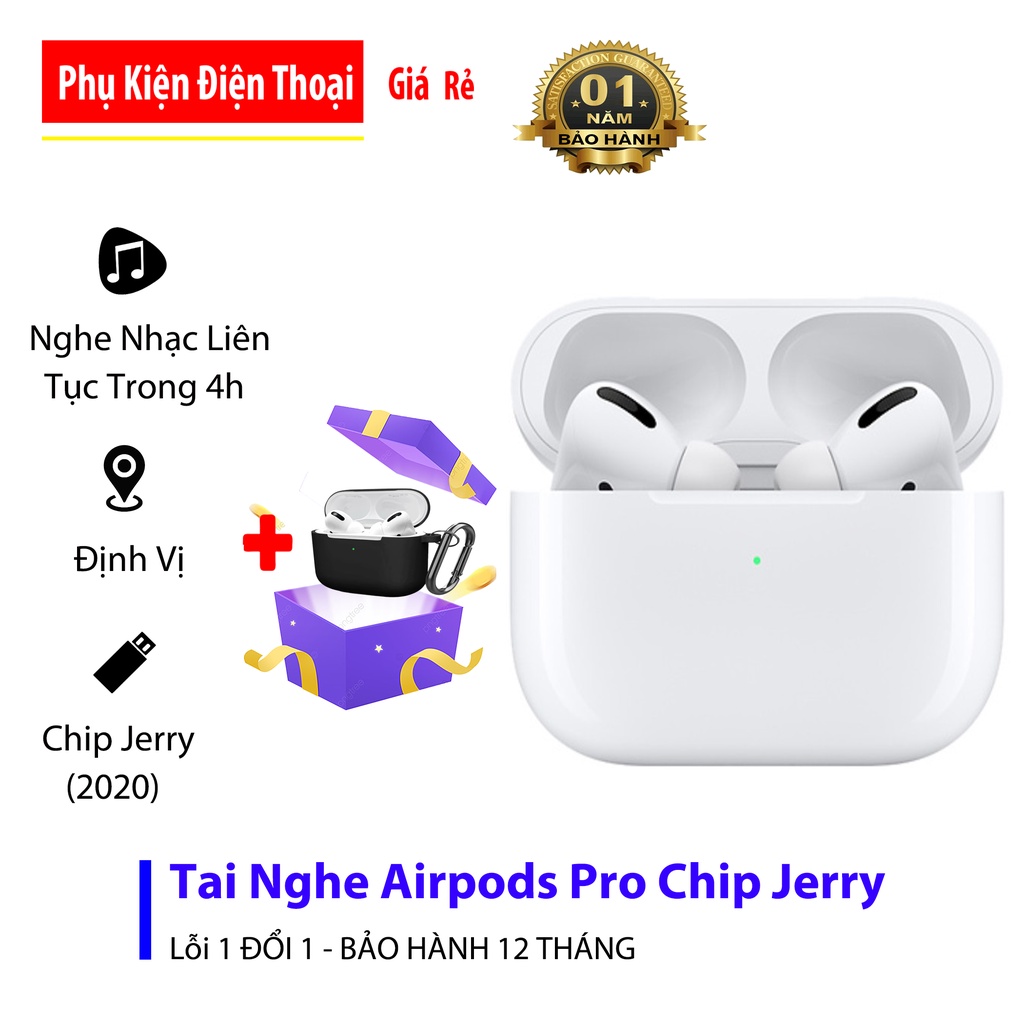 Tai Nghe Airpods Pro Chip Jerry | Tai Nghe Airpods Pro Thế hệ 3 | Hồng Ngoại - Âm Thanh Vòm - Chống Ồn - Xuyên âm