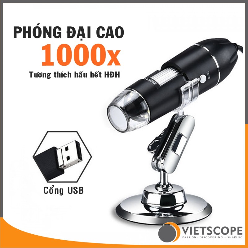 Kính hiển vi điện tử phóng đại cao 1000x - 1600x cổng USB dùng soi mạch điện tử, soi bản in