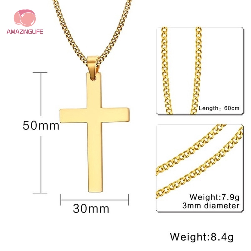 Vòng cổ Bằng Thép Không Gỉ Mặt Thánh Giá Thời Trang Cá Tính Cho Nam