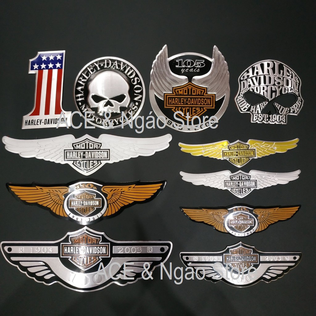 Logo Nhôm dán xe Harley Davidson