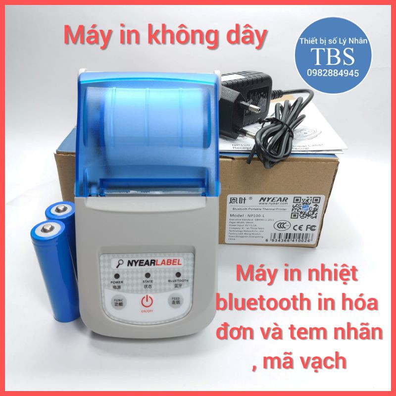 Máy in tem nhãn hóa đơn bán hàng NYEARLABEL NP-100 bluetooth dùng pin