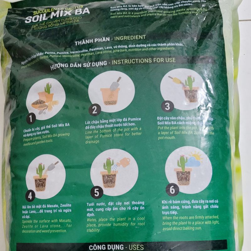 Đất Soilmix chuyên trồng xương rồng sen đá 0,5/1kg