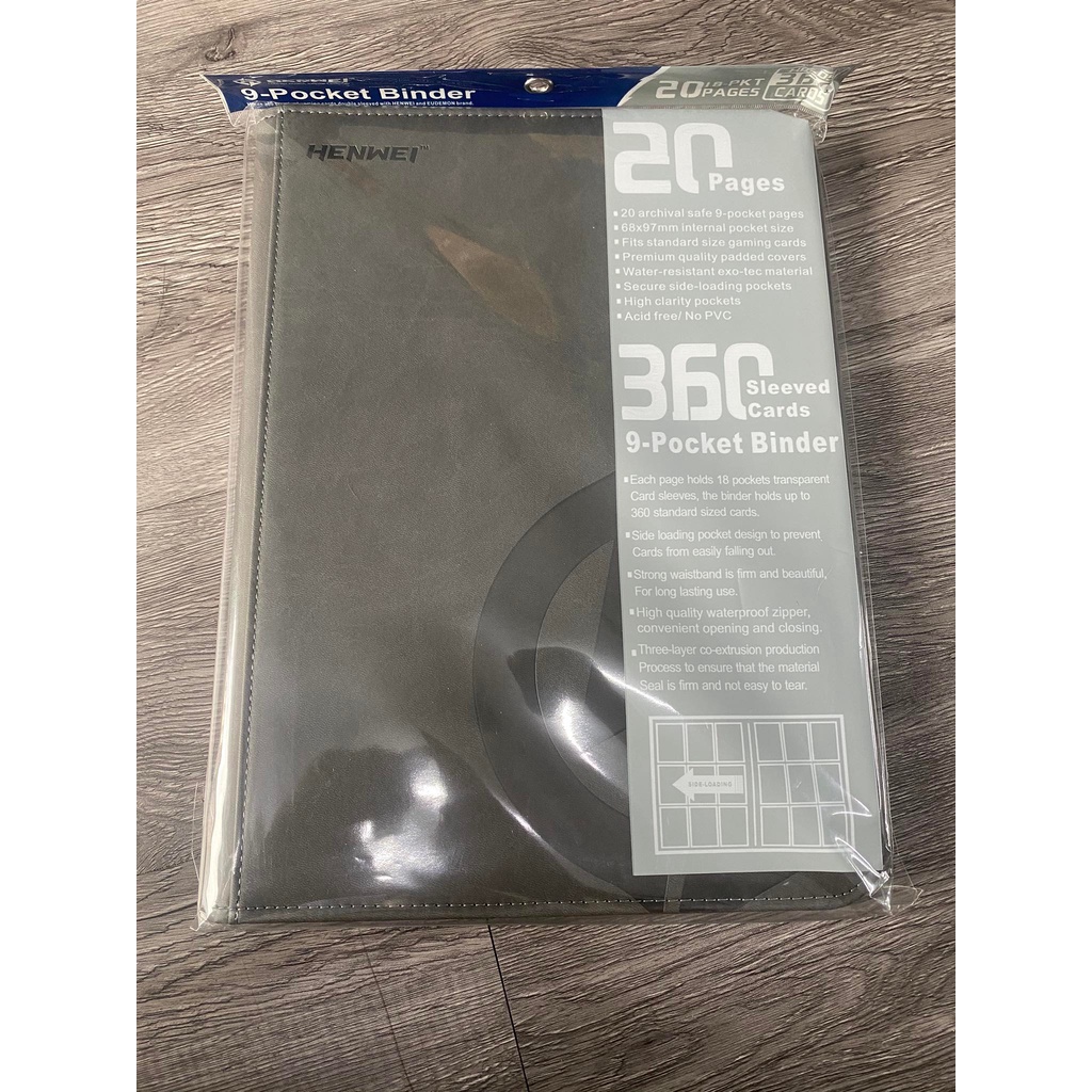 [ Phụ kiện RẺ NHẤT SHOPEE ] Sổ đựng card , Album Sưu Tập thẻ bài bằng da có dây kéo 9-Pocket đen 3x3 (Tối Đa 360 Lá Bài)