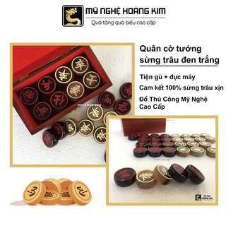 Quân cờ tướng Sừng Trâu Đen Trắng 3,5cm đục máy cao cấp Mỹ Nghệ Hoàng Kim [ Hàng chính hãng ] quân cờ tướng đẹp
