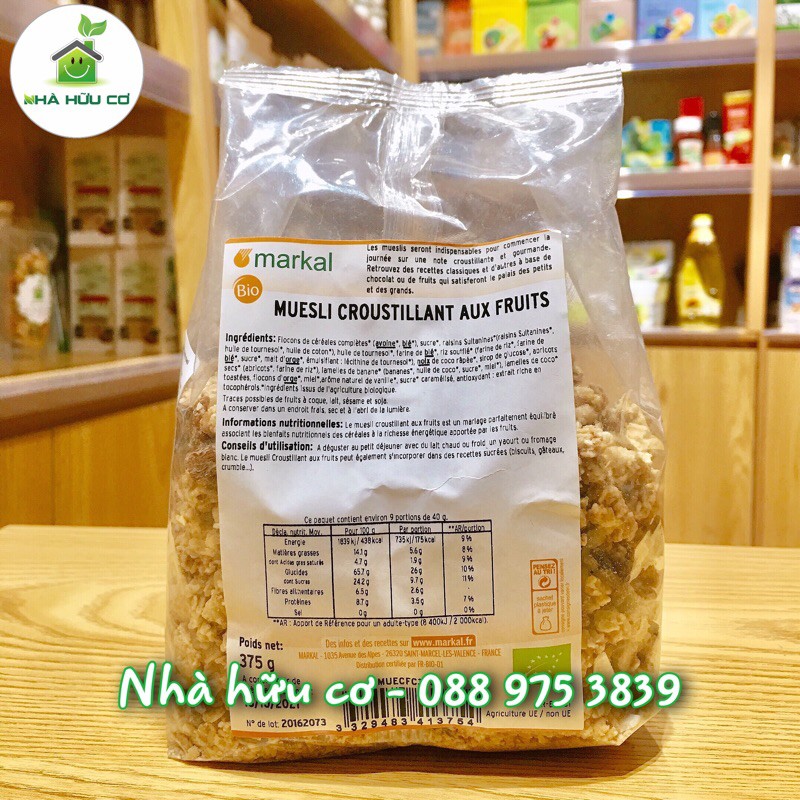 Ngũ Cốc Giòn Trái Cây Hữu Cơ Muesli Markal 375g - Date:11/2022 - Nhà Hữu Cơ