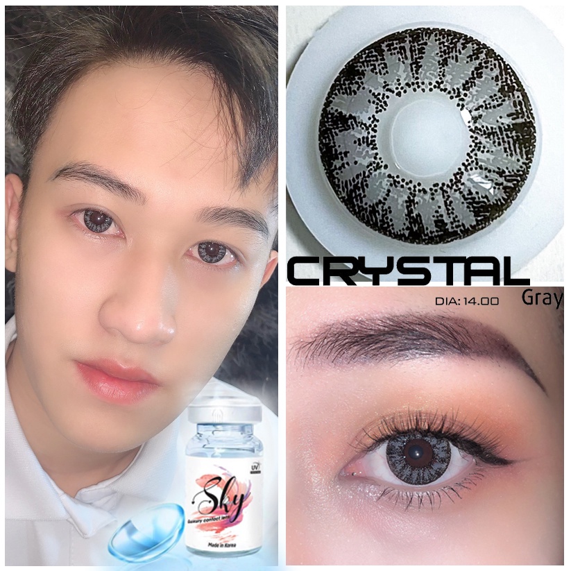Kính áp tròng Sky Lens -Crystal Gray 0-6 Độ-Made in Korea Chính Hãng Dia14.00