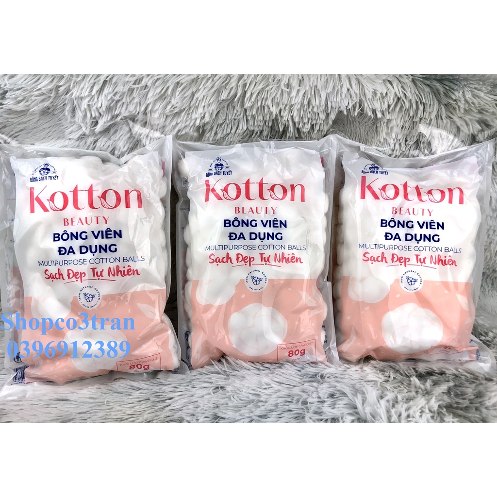 BÔNG VIÊN TIỆN DỤNG COTTON 80G/ GÓI KOTTON BEAUTY - BÔNG GÒN DẠNG VIÊN TIỆN DỤNG GÓI 80g CHÍNH HÃNG BÔNG BẠCH TUYẾT