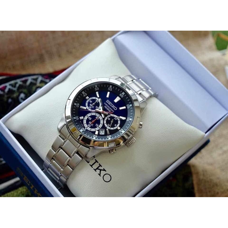 Đồng hồ nam chính hãng Seiko Chronograph SKS603P1 dây thép, mặt kính Hardlex Crystal (Kính Cứng) - BẢO HÀNH 60 THÁNG