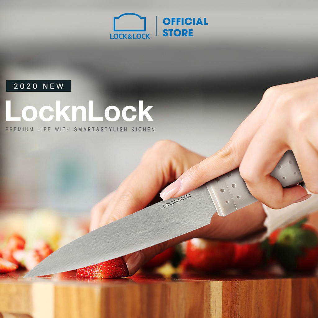 Bộ dao 6 món Lock&amp;Lock (4 dao, 1 kéo, 1 hộp đựng dao) - màu trắng - CKK802