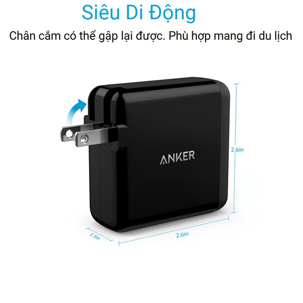 📍 Sạc ANKER PowerPort 4 Cổng USB, 40w - A2142  - Hàng Chính Hãng - Bảo Hành 18 Tháng