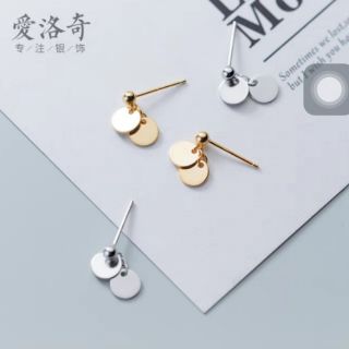 2 đôi Bông tai thả 2 vòng tròn bạc