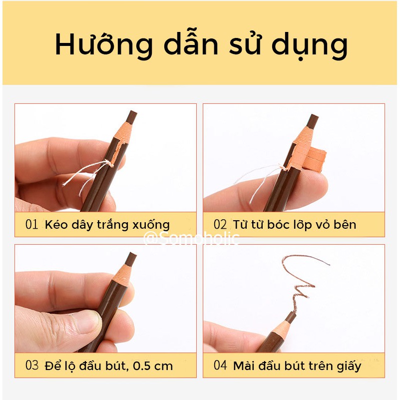 Chì kẻ mày xé cứng phẩy sợi sắc nét chuyên trang điểm Somoholic CKM2