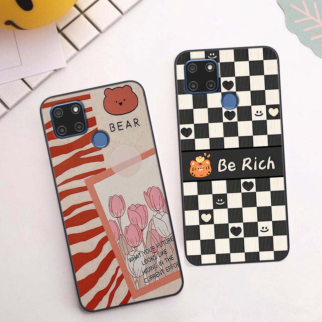 Ốp Realme C12 / C15 gấu Bear rick caro vuông thời trang siêu đẹp