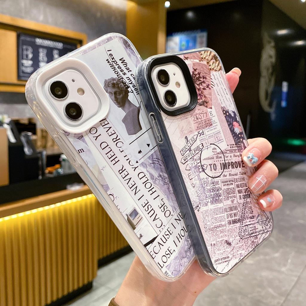Ốp Điện Thoại Kiểu Khung Ảnh Báo Cổ Điển 3 Trong 1 Cho IPhone 13Promax 12 11 7Plus X Xs Max XR