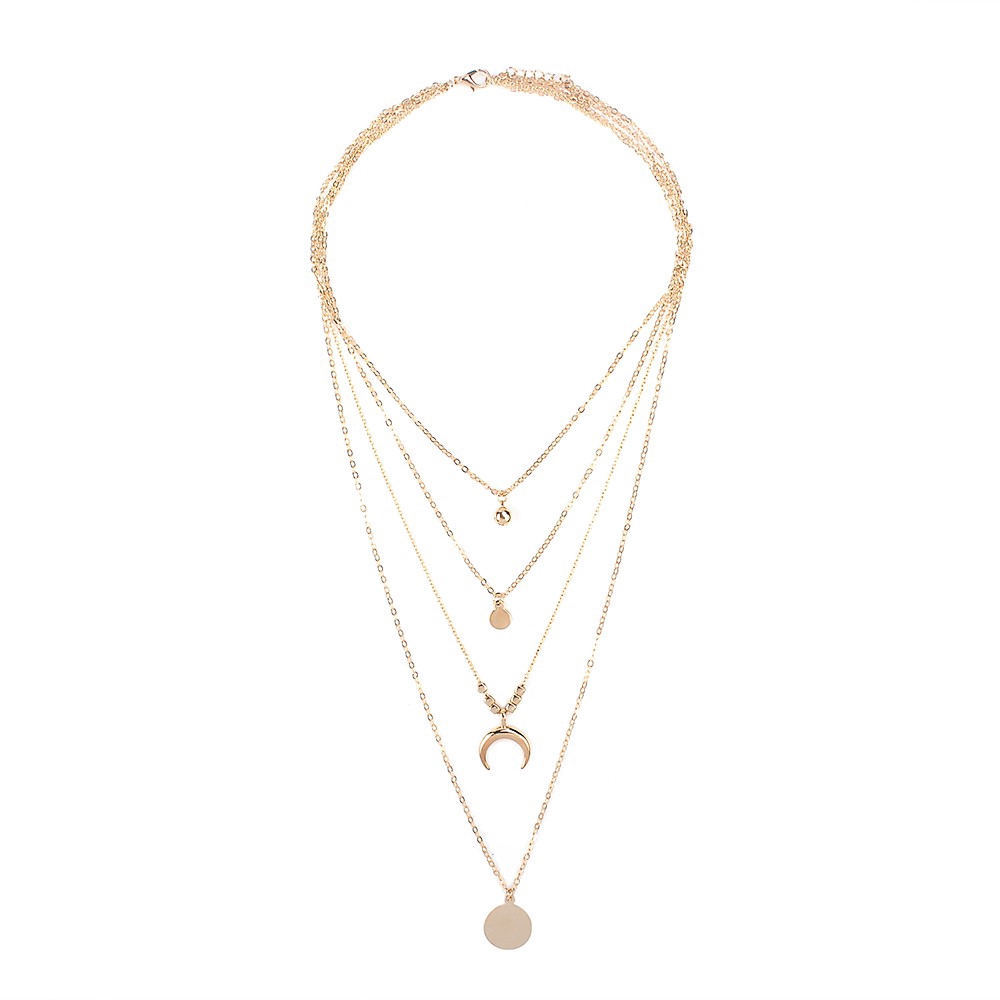 Dây chuyền nhiều lớp phối mặt nhiều kiểu màu vàng đồng/bạc thời trang