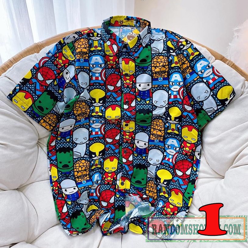 Áo sơ mi hoạt hình nhiều họa tiết cute.