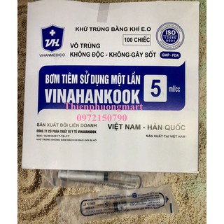 100 Ống Bơm Tiêm Sử Dụng Một Lần Vinahankook 5ml/cc - Bơm Tiêm Vinahankook 5ml/cc hộp 100 cái