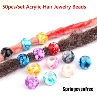 Spring 50Pcs Acrylic Round Hair Beads Braids DIY Dreadlock Beads Hair Extension Jewelry Brilliant