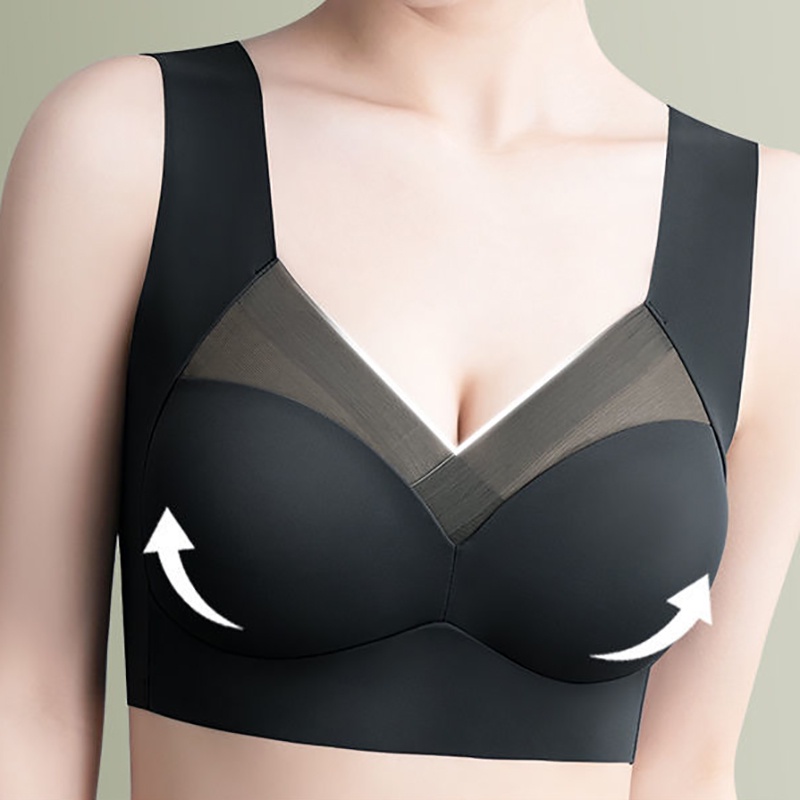 Áo ngực CuteByte cổ chữ v khoét sâu không đường may màu trơn size L-3XL thời trang 2022