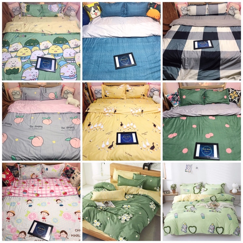 set vỏ chăn ga gối ảnh thật Minhminh Decor