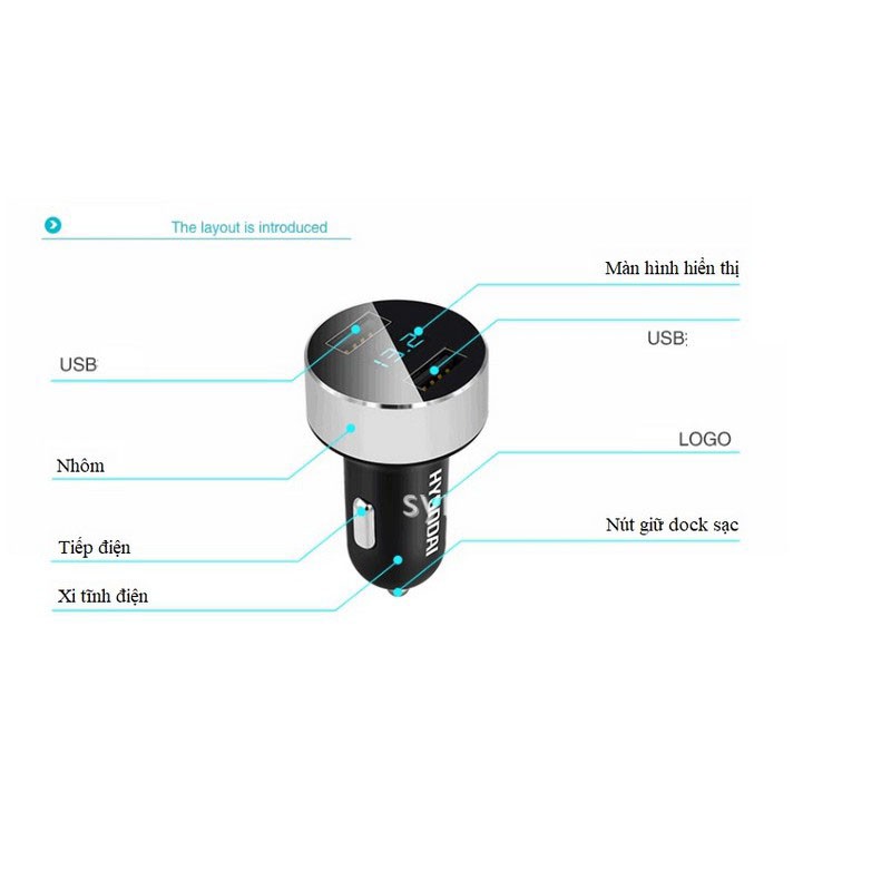 Tẩu Sạc nhanh ô tô xe hơi HY-36  - Có đèn báo điện áp ac quy