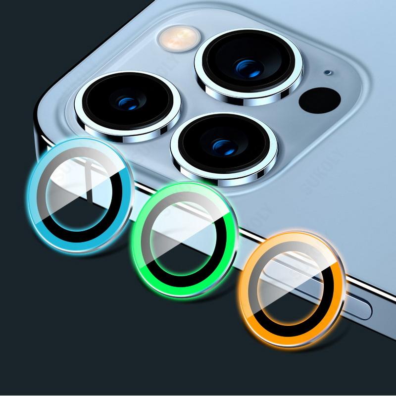 Phù Hợp Miếng Dán Bảo Vệ Ống Kính Máy Ảnh Màu Dạ Quang Bằng Kim Loại Cho iPhone 13 12 Pro max mini 11 Pro max 12mini 11 / 12pro