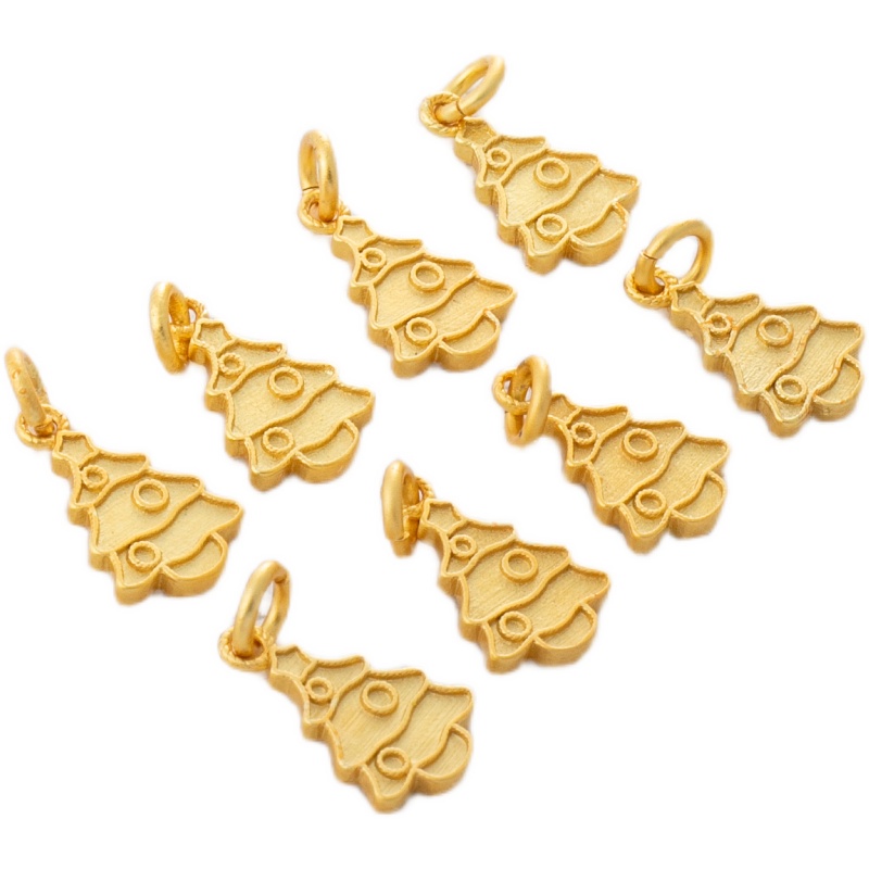 Mặt Dây Chuyền Hình Cây Thông Noel 8 * 13mm Mạ Vàng 18k diy