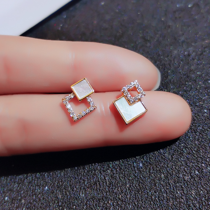 [Jiudolan] Khuyên Tai Bạc Kim Bất Đối Xứng Tinh Tế Thời Trang Cho Nữ