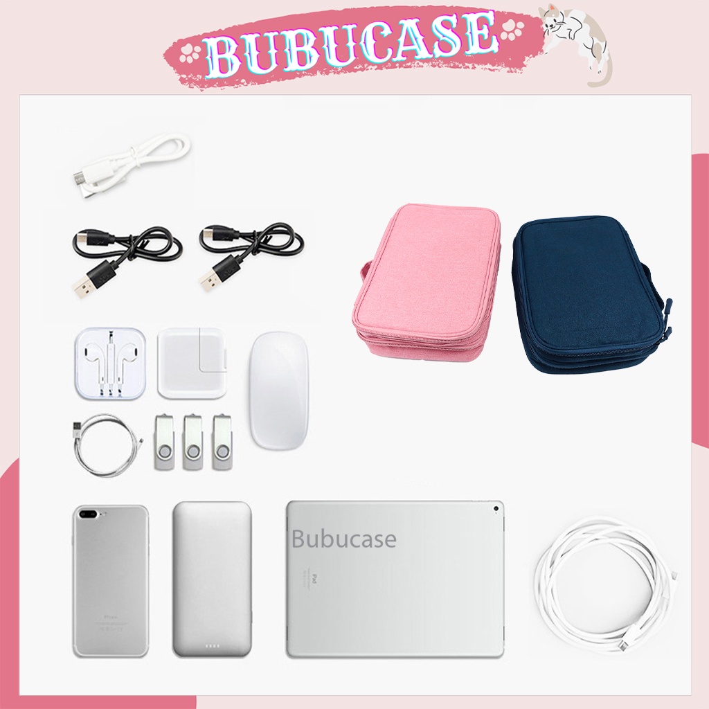 Túi Phụ Kiện Công Nghệ 2 Ngăn Sức Chứa Lớn, Đa Năng Đựng Điện Thoại, Sạc Dự Phòng - Vải Agni Cao Cấp Chống Thấm [FT4]