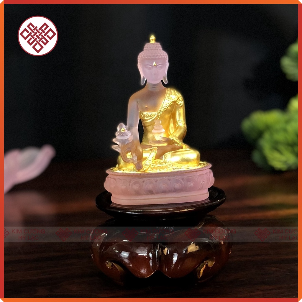 Tượng Phật Dược Sư Lưu Ly Mật Tông [Kim Cương Hỷ Lạc] Màu Hồng