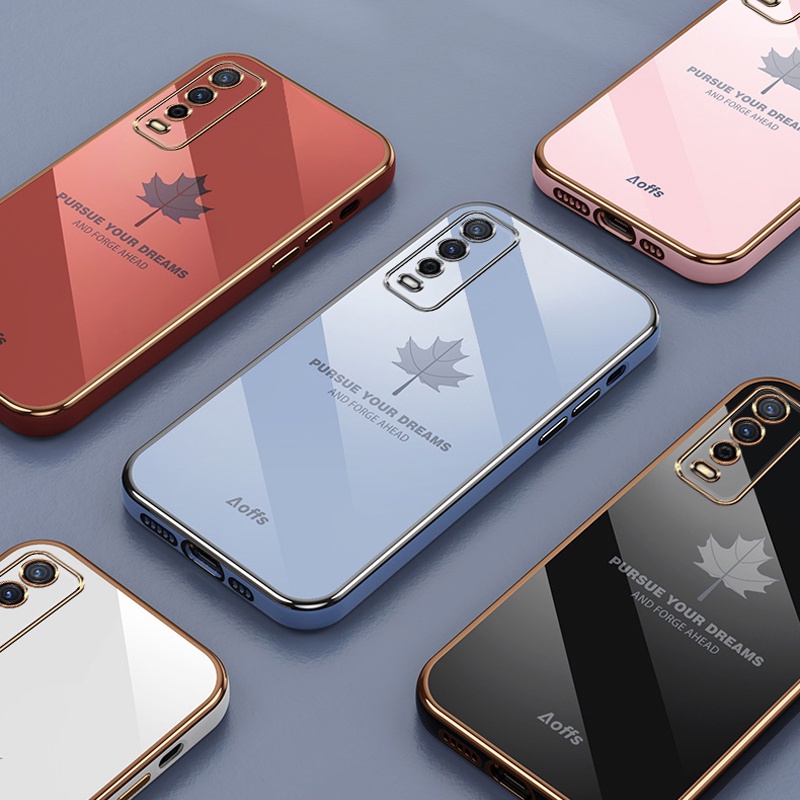 Ốp điện thoại Koosuk mềm mạ điện hình chiếc lá xinh xắn cho VIVO V2026 V2025 V2029 V2027 V2043 V2033 V2032